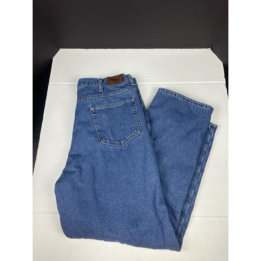 LL Bean Jeans Mens 36x30Relaxed Fit Fleece Lined Blue Wash Denim Mid Rise